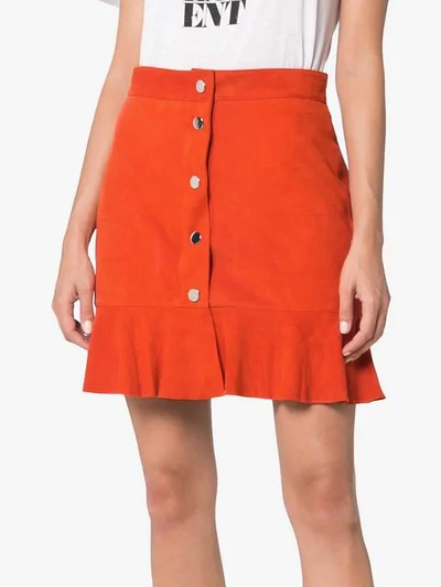 Shop Ganni Salvia Mini Skirt In 415 Big Apple Red