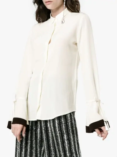 Shop Etro Drawstring Sleeve Silk Shirt - White