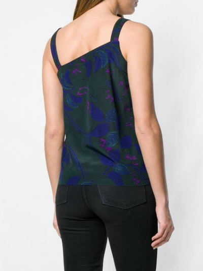 Pre-owned Versace Diagonal Cut Floral Top In Black