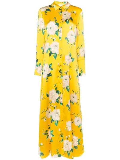 Shop We Are Leone Floral Shirt-style Maxi Dress In Yellow