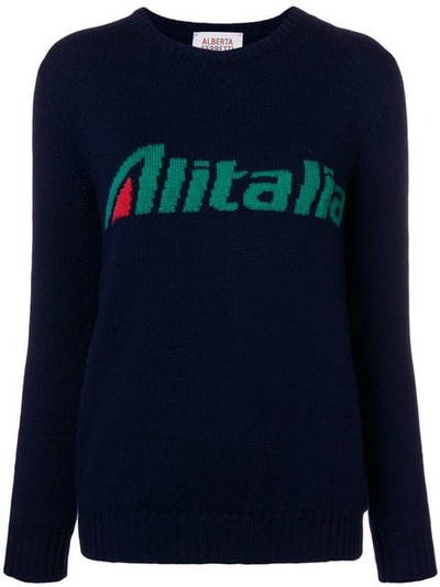 Shop Alberta Ferretti 'alitalia' Intarsien-pullover In Blue