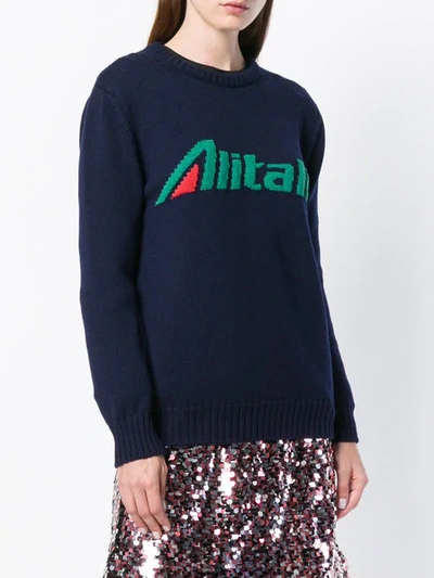 Shop Alberta Ferretti 'alitalia' Intarsien-pullover In Blue