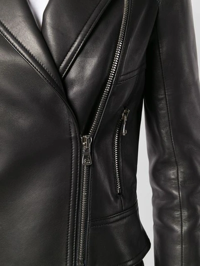 Shop Balmain Classic Fitted Biker Jacket In Black