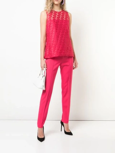 Shop Akris Lips Embroidered Sleeveless Top In Pink