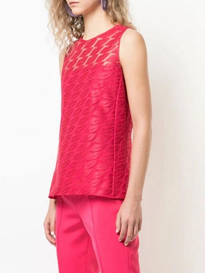 Shop Akris Lips Embroidered Sleeveless Top In Pink