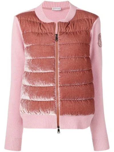 Shop Moncler Zipped Padded Cardigan In Pink