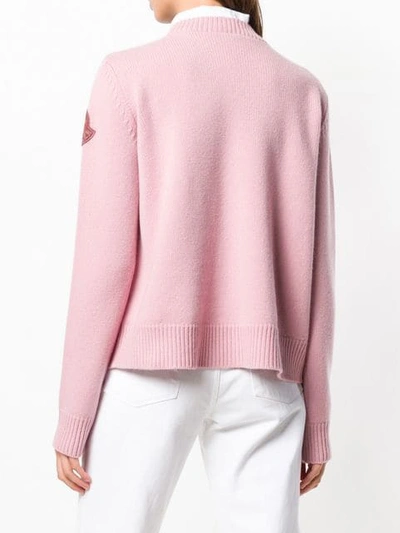 Shop Moncler Zipped Padded Cardigan In Pink