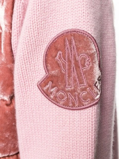 MONCLER 拉链羽绒开衫 - 粉色