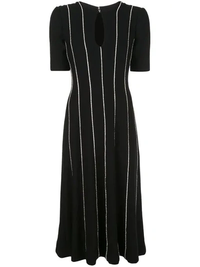 Shop Carolina Herrera Striped Midi Dress In Black