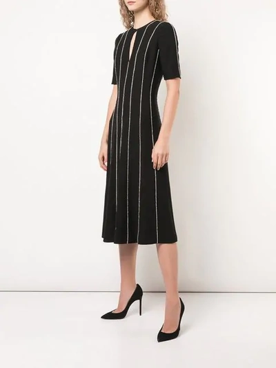 Shop Carolina Herrera Striped Midi Dress In Black