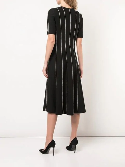 Shop Carolina Herrera Striped Midi Dress In Black
