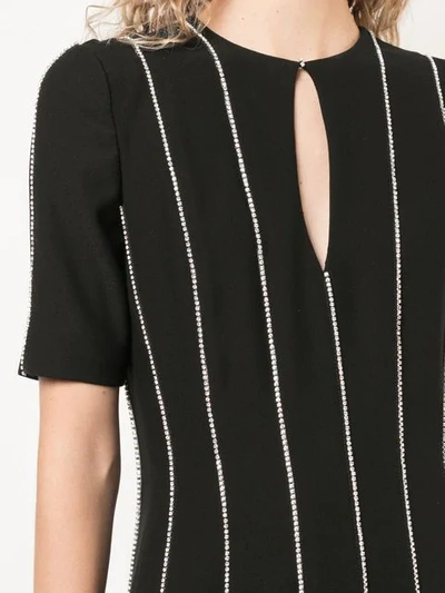 Shop Carolina Herrera Striped Midi Dress In Black