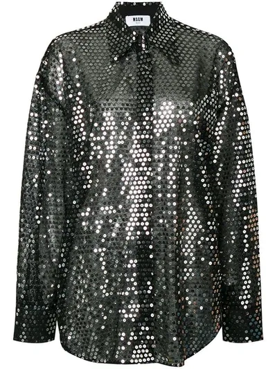 Shop Msgm Sequined Shirt In Black