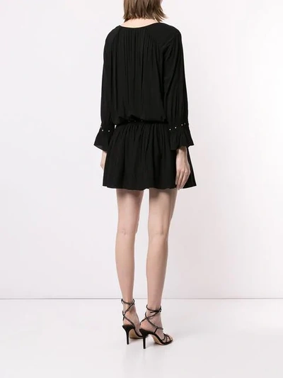 Shop Saint Laurent Stud Detail Gathered Dress In Black