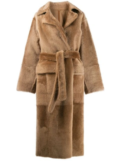 Shop Yves Salomon Lacon Lambskin Coat In Neutrals