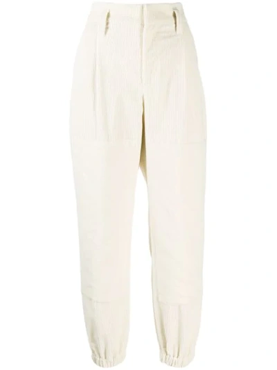 Shop Brunello Cucinelli High-waist Corduroy Trousers In White