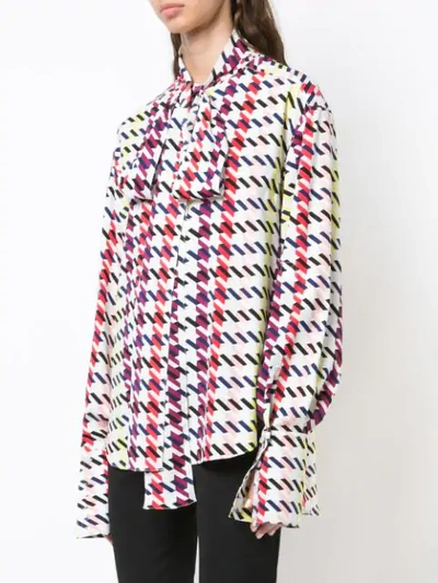 Shop Oscar De La Renta Graphic-print Tie-neck Blouse - Multicolour