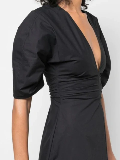 Shop Proenza Schouler V-neck Ruched Midi Dress In Black