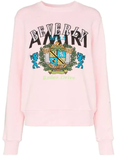 Amiri Beverly Hills Crew Neck Sweatshirt In Pink | ModeSens