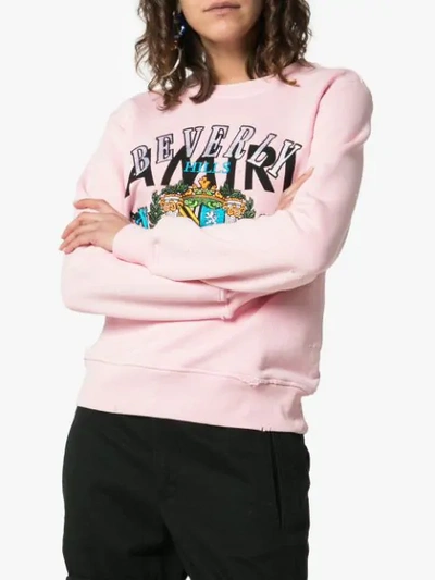 Shop Amiri Beverly Hills Crew Neck Sweatshirt In Pink