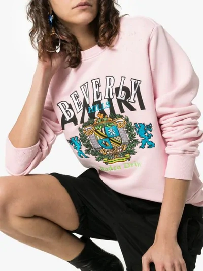 Shop Amiri Beverly Hills Crew Neck Sweatshirt In Pink