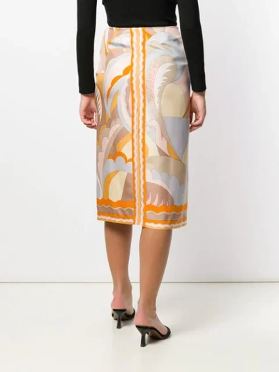 Shop Emilio Pucci Acapulco Silk-twill Wrap Skirt In Orange