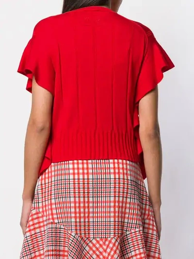 Shop Kenzo Ruffle-trimmed Knitted Top In Red