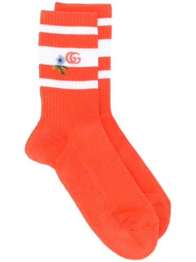 Shop Gucci Gg Knitted Socks In Orange