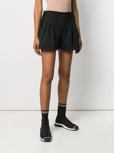 Shop Y-3 3-stripes Belted Shorts In Black
