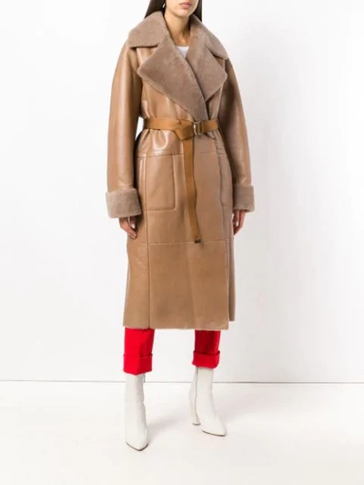 Shop Blancha Belted Trench Coat In Brown