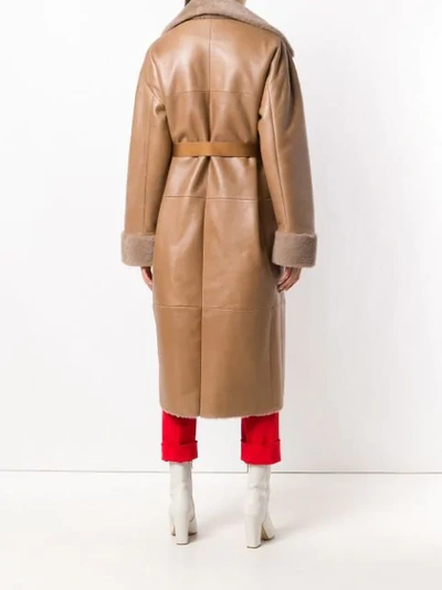 Shop Blancha Belted Trench Coat In Brown