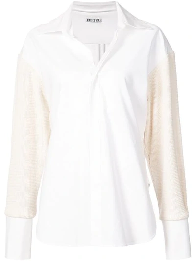 Shop Maticevski Relaxed Waffle-knit Sleeve Shirt In White