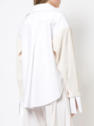 Shop Maticevski Relaxed Waffle-knit Sleeve Shirt In White