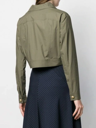 Shop Blugirl Cropped Jacket In Green