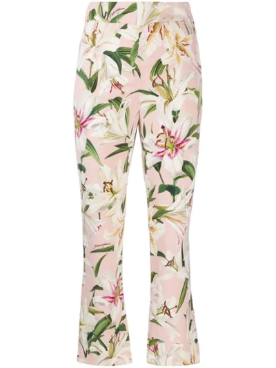 Shop Dolce & Gabbana Floral Print Trousers In Pink