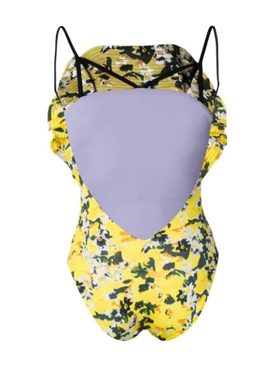 Shop Angelys Balek Ruffle Swimsuit In Yellow