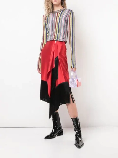 Shop Marques' Almeida Draped Fringed Skirt In Red