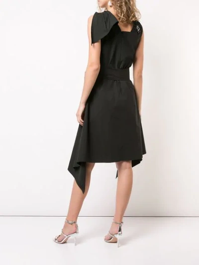 Shop Josie Natori Belted Dress In Black