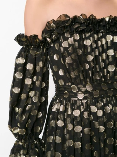 Shop Dolce & Gabbana Off-shoulder Polka Dot Gown In Black