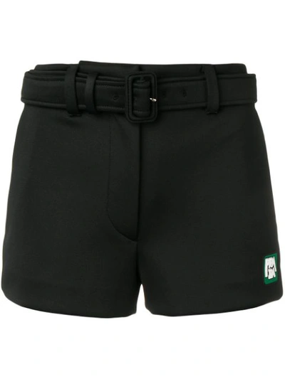 Shop Prada Belted Shorts In Black