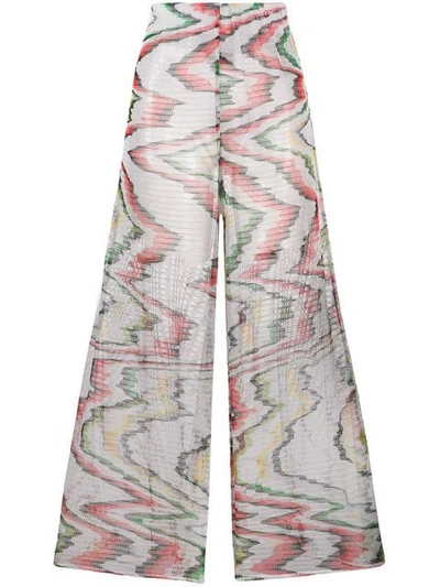 Shop Missoni Sheer Woven Flare Trousers In White