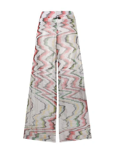 Shop Missoni Sheer Woven Flare Trousers In White