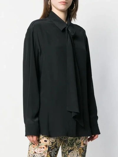 Shop Rokh Tie Neck Shirt In Black