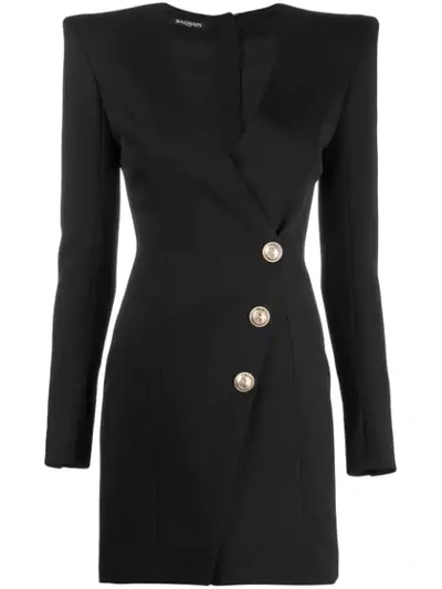 Shop Balmain Fitted Mini Dress In Black