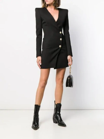 Shop Balmain Fitted Mini Dress In Black