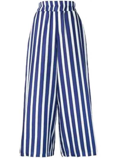 Shop Altea Wide Leg Striped Trousers In Blue