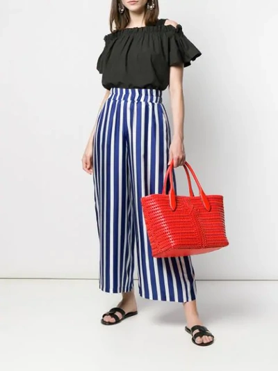 Shop Altea Wide Leg Striped Trousers In Blue