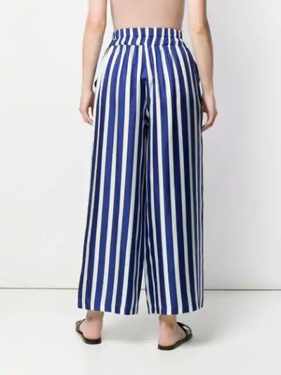 Shop Altea Wide Leg Striped Trousers In Blue