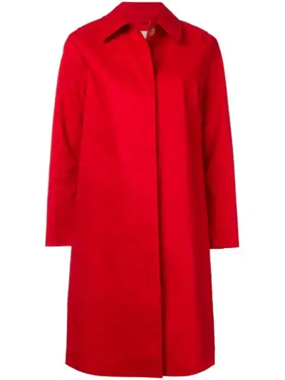 Shop Mackintosh Berry Red Bonded Cotton Coat Lr-020