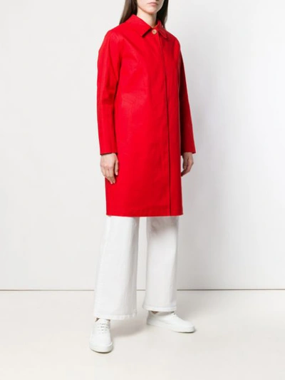 Shop Mackintosh Berry Red Bonded Cotton Coat Lr-020